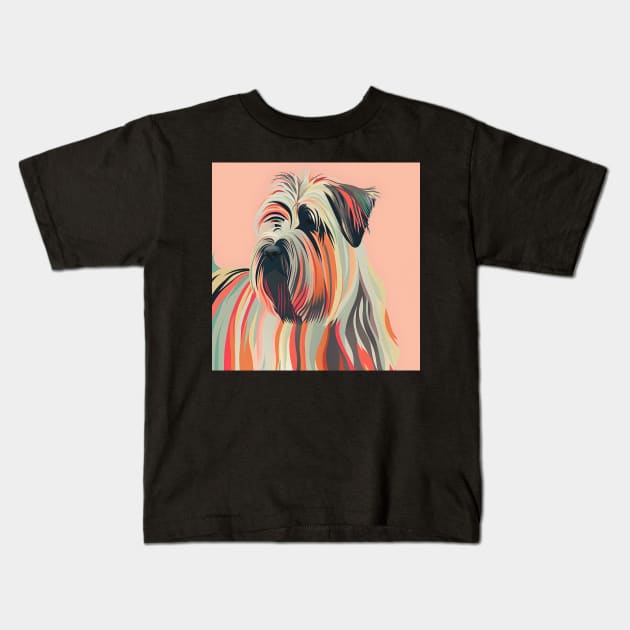 Retro Briard: Pastel Pup Revival Kids T-Shirt by NatashaCuteShop